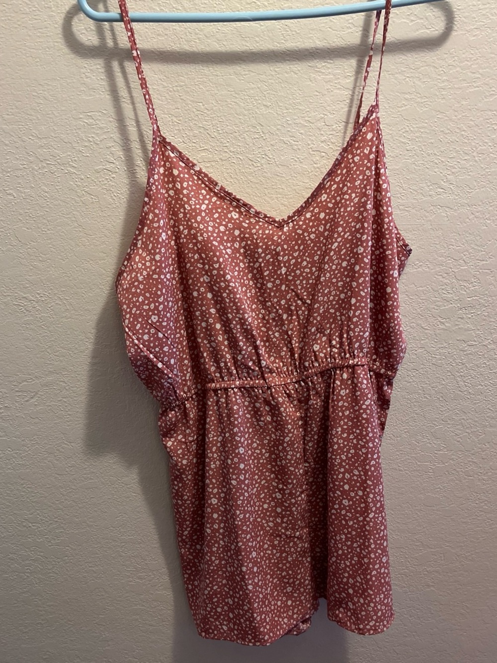 SHEIN Spaghetti Strap Floral Print Romper Dusty Rose